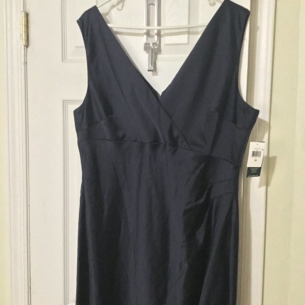 NWT Women's Ralph Lauren Navy Surplice Sleeveless Dress Size18